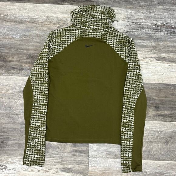 Nike Pro Hyperwarm Green White Womens M Roll Neck Pullover Top Sweatshirt EUC - Picture 2 of 10